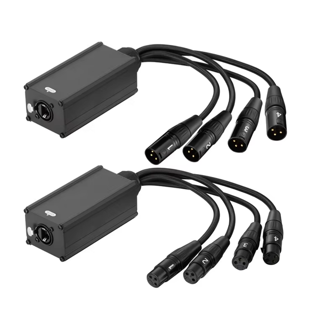 EtherCON RJ45 4-Channel XLR Breakout Box Shielded Cat6 Network Audio Snake Extender Aluminum Stagebox Live Sound Broadcast Dante
