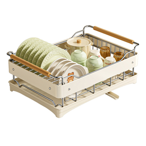 Égouttoir à vaisselle en acier inoxydable blanc 2026 pour évier de cuisine, support de rangement pour assiettes et ustensiles - Product Image 2