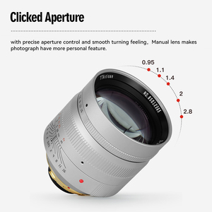TTArtisan 50mm F0.95 <span class=keywords><strong>Objectif</strong></span> à mise au point manuelle plein cadre <span class=keywords><strong>Objectif</strong></span> en aluminium à grande ouverture pour appareils photo à monture M Couleur argent et titane - Product Image 6