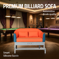Banc de billard de haute qualité Q1 à 2 places en tube carré, canapé de billard |   Cuir en silicone durable, imperméable/résistant aux rayures, usage commercial