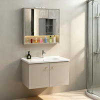 Armoire de salle de bain en acier inoxydable antirouille avec miroir triple, meuble-lavabo mural à double porte pour petite salle de bain
