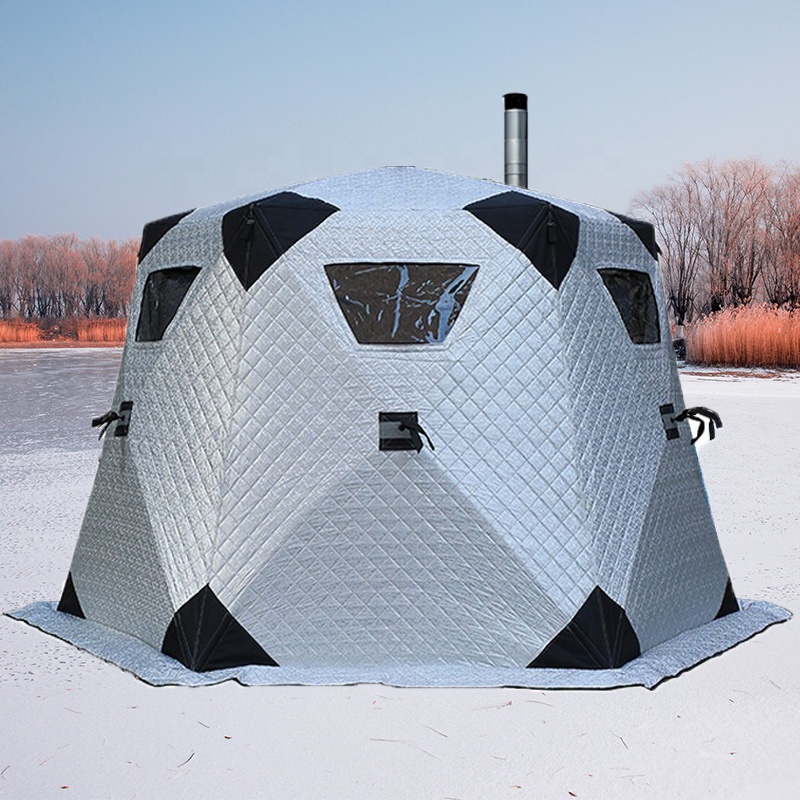 OME Hiver isolé grand sauna Tente Équipement de camping de plein air Portable 4 Personne Pop up Tentes de pêche sur glace