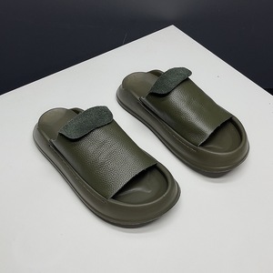 Claquettes pour hommes en EVA à rayures or blanc, à bout ouvert, antidérapantes, pour l'intérieur, d'été, à motif uni, avec doublure en PU, chaussures décontractées - Product Image 2