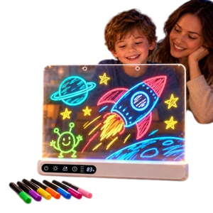 Tablette de dessin LED pour enfants, tablette de dessin éducative lumineuse, bloc de gribouillage avec 7 marqueurs, pour les enfants de 2 ans et plus, jouet cadeau - Product Image 1