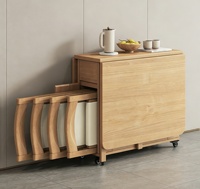 Ensemble table et chaises pliantes en bois massif, petit format pour la maison, multifonctionnel, table basse rotative mobile, double usage