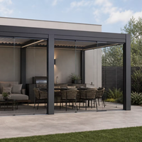 Pergola réversible imperméable avec stores pare-soleil et structure en aluminium pour jardin et terrasse