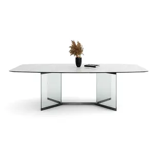 Table à manger en acier inoxydable, acrylique dorée, moderne, base pour table en verre, nouveau modèle