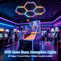 Lumières d'ambiance pour salle de jeux RGB, plafonnier LED hexagonal, triple contrôle, assemblage DIY, éclairage commercial pour salle de jeux vidéo et arcade