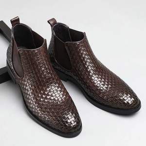 Botas de Tobillo para Hombre de Cuero Genuino con Patrón Tejido de Alta Calidad, Antideslizantes, Elegantes y Lujosas - JiuZhou C12-9 Masaje - Product Image 4