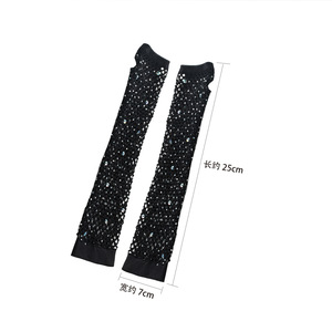 Gants sexy en résille et dentelle avec strass, noirs, élastiques, à manches longues, pour mariée, usage quotidien et cyclisme, été, pêche, plage - Product Image 5