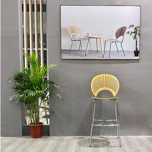 Silla alta con respaldo de madera de mimbre Real para interiores, Silla de bambú con acento, Silla de comedor de café de caña de ratán para Hotel y restaurante - Product Image 6