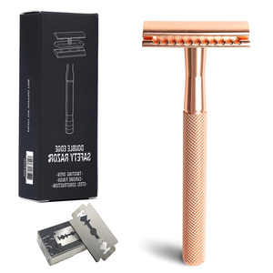 <span class=keywords><strong>Rasoir</strong></span> de sécurité réutilisable zéro déchet pour homme avec manche en métal, <span class=keywords><strong>rasoir</strong></span> de sécurité avec manche robuste en laiton et 5 lames à double tranchant - Product Image 1