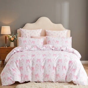 Juego de Ropa de Cama <span class=keywords><strong>Infantil</strong></span> Tospass con Diseño Floral, <span class=keywords><strong>Funda</strong></span> de Edredón con Cierre de Microfibra <span class=keywords><strong>Blanca</strong></span> y Rosa con Certificación Oeko-Tex, 1 <span class=keywords><strong>Funda</strong></span> de Almohada de 80x80cm - Product Image 1