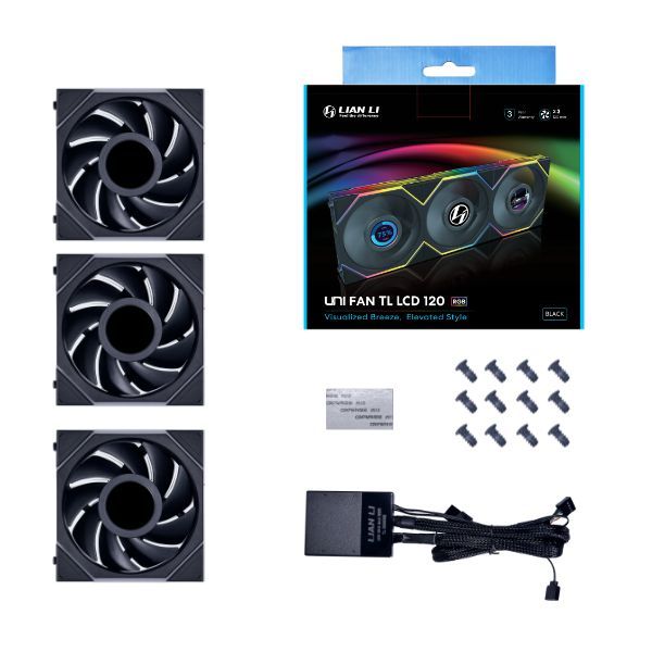Lian Li Uni Fan TL LCD 120mm PC Fan with DUAL Zone Lighting, Fluid