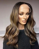 Perruque Lace Front Wig Invisible à Double dessin, cheveux humains bruts à la mode