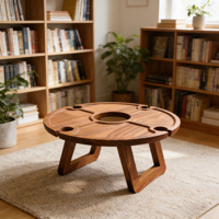 Table de pique-nique pliante en bois massif moderne pour l'extérieur avec porte-verres à vin et porte-fromage pour hôtel et salon, mobilier d'extérieur