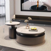 Ensemble de tables basses en pierre microcristalline de luxe italien, modernes, durables, écologiques, en bois, pour le salon