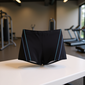 Pantaloncini Sportivi da Donna Buonic Taglie Forti Neri con Bordo Blu Vita Alta 48-56 per Allenamento e Palestra - Product Image 3