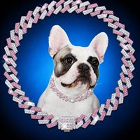 Collier pour animaux de compagnie en alliage avec strass, chaîne cubaine de 13 mm pour chiens et chats de petite, moyenne et grande taille, vente en gros