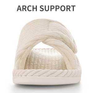 Chaussures d'intérieur pour femmes en fourrure, avec <span class=keywords><strong>semelle</strong></span> extérieure respirante en EVA, soutien de la voûte <span class=keywords><strong>plantaire</strong></span> réglable, bout ouvert, pour l'été et l'automne - Product Image 3