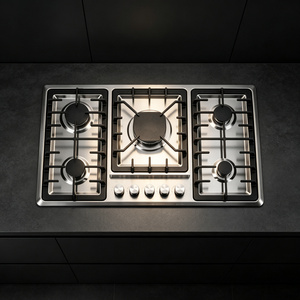 Cuisinière de cuisine en acier inoxydable, cuisinière à gaz encastrable à 5 brûleurs, plaque de cuisson à gaz pour usage domestique et hôtelier, 5 brûleurs - Product Image 2