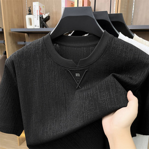 Camiseta de Manga Corta para Hombre, Cuello Redondo, Algodón, Casual, Clásica, Lisa, de Alta Calidad, en Oferta - Product Image 3
