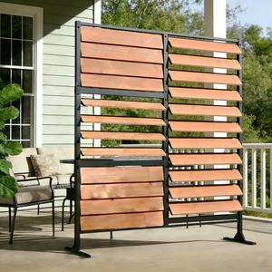 Panneau de brise-vue <span class=keywords><strong>en</strong></span> <span class=keywords><strong>bois</strong></span> personnalisé pour climatiseur, panneau à lamelles <span class=keywords><strong>en</strong></span> cèdre pour patio <span class=keywords><strong>extérieur</strong></span>, clôture de protection - Product Image 4