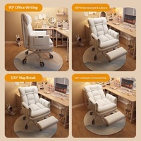 Chaise de bureau à domicile en tissu avec structure métallique, confortable pour une longue assise, anti-fatigue, inclinable, fauteuil paresseux pivotant avec dossier réglable