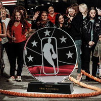 Usine Personnalisé NBA MVP Basketball Sports Trophée Sculpté Cristal Gravure Honneur Laser Imprimé Lettres Pas Cher Graduation Prix