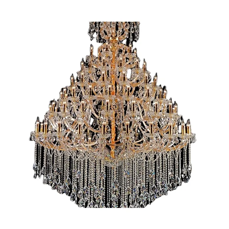 Modern Maria Theresa Crystal Chandelier Large Hotel Project Hall Lamp Golden Classic Lobby Ceiling Large Crystal Pendant Lights