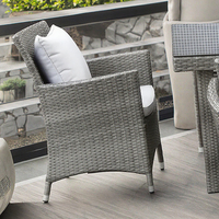 Ensemble de table à manger d'extérieur de style moderne en aluminium et rotin PE résistant aux intempéries et écologique pour jardin, hôtel, restaurant