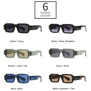Lunettes de soleil carrées vintage 2025 à petite monture, personnalisables avec logo, protection UV400, rivets, style punk, pour hommes et femmes - Product Image 3
