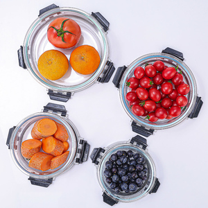 Sản Xuất Lò Vi Sóng An Toàn Thủy Tinh Hộp Ăn Trưa Vòng Vuông Nhà Bếp Kín Lọ Hạt Lưu Trữ <span class=keywords><strong>Container</strong></span> Với Tươi Giữ Nắp - Product Image 4