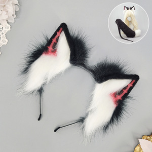 E0095 ikat kepala telinga hewan bulu palsu aksesori rambut telinga rubah gaya gelap Punk kepala telinga serigala properti Cosplay untuk Anime - Product Image 2