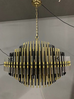 Lustres rectangulaires noirs en métal de style américain, luminaires modernes en verre pour hôtel, pendentifs décoratifs pour îlot de cuisine