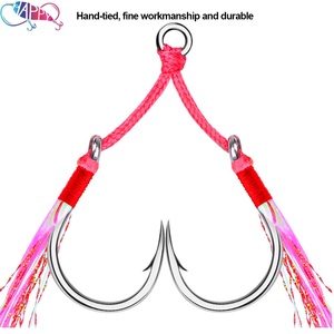 2 cặp/túi Đôi Móc Kim Loại Jig Hỗ Trợ Móc Lụa Đầy Màu Sắc Tươi Sáng Lông Câu Cá Nước mặn Pesca Da Lông Móc - Product Image 4