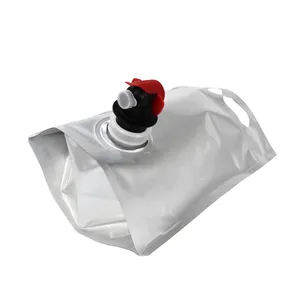 2Litre 180Microns Matt OPP/NY/PE Aluminum Foil Good Standing Gravure Printing Colorful Wine Pouches Bags In Box With Cap