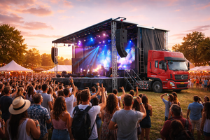 Remorque de scène extérieure HUAYUAN S455 |   Semi-remorque hydraulique de 13 m |   Toit et scène haute capacité - Product Image 4