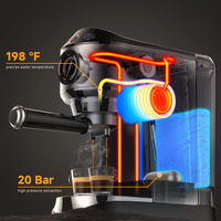 BioloMix 20 Bar yarı otomatik toz kahve makinesi süt buhar Frother ile | 1450W yüksek güç | 1.1L çıkarılabilir tankı
