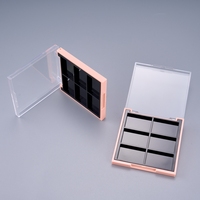 Palette de fards à paupières 6 couleurs, étui rectangulaire en plastique rose mignon avec couvercle transparent pour cosmétiques, emballage en gros