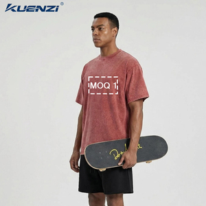 Camiseta Oversize para Hombre Kuenzi, 300GSM, Algodón Pesado, Lavado Ácido, Estilo Vintage, Lavado Mineral, Hombros Caídos, Streetwear - Product Image 2