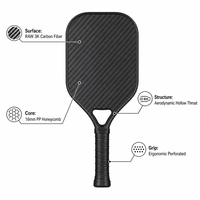 Raquette de pickleball légère en fibre de carbone 3K Lingjun Ipickle Pro RAW 16 mm Aero-hole Open Throat, norme USAPA, pour le divertissement