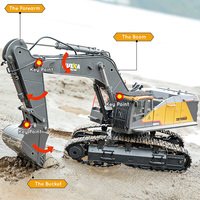Excavatrice RC en alliage AiJH à 22 canaux, rechargeable, échelle 1:14, avec godet métallique et rotation à 680 degrés, véhicule d'ingénierie jouet
