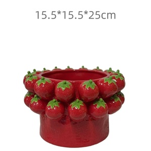 बगीचे की सजावट आउटडोर इटाली शैली में लक्जरी ट्रे विंटेज सजावटी फल के आकार के <span class=keywords><strong>vases</strong></span> फल उन पर 3 डी स्ट्रॉबेरी वेस फल - Product Image 3
