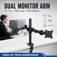 Support de moniteur double ergonomique avec gestion intégrée des câbles, structure en acier robuste MS008