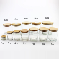 Bocaux à Bougies en Verre de Haute Qualité à Fond Droit avec Couvercles, 3oz, 4oz, 6oz, 8oz, 10oz, 12oz, 14oz, 15oz, 16oz