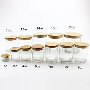 Wholesale High Quality Clear 3oz 4oz 6oz 8oz 10oz 12oz 14oz 15oz 16oz Straight Bottom Base Glass Candle Jars With Lids