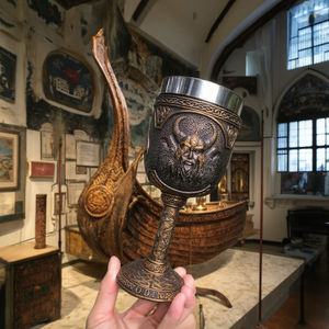 Vintage kupalar boynuz kupa WJA53 Viking içme Taza Viking creed çelik ve reçine 3d ordu bira kupası kadeh Viking Chalice - Product Image 4
