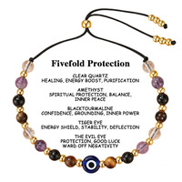 Pulsera de Cuentas Apilable con Amuleto Nazar Boncuk de Protección Contra el Mal de Ojo, Ajustable, Accesorio de Amistad