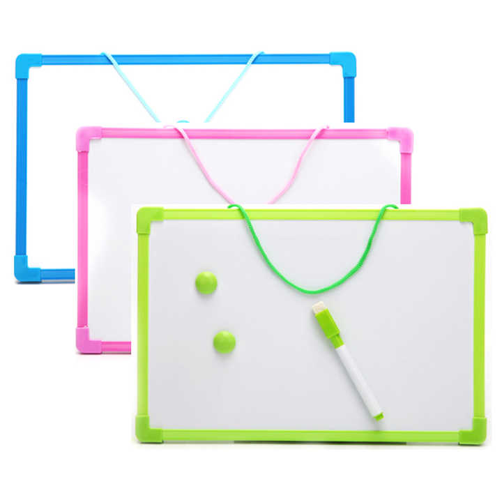 Tableau Blanc Magnétique Wenrescry 32x23cm - Double Face Effaçable - 8 Marqueurs Inclus - Bord Vert